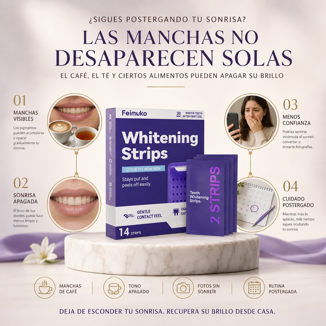 Tiras Blanqueadoras Dentales | Sonrisa Más Blanca y Brillante