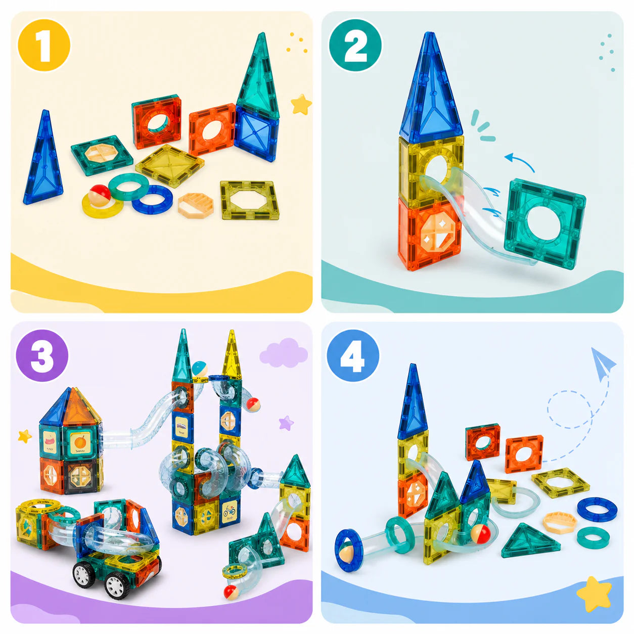 MAGIC BLOCKS® BLOQUES MAGNÉTICOS|Crea, Aprende y Diviértete 97PCS
