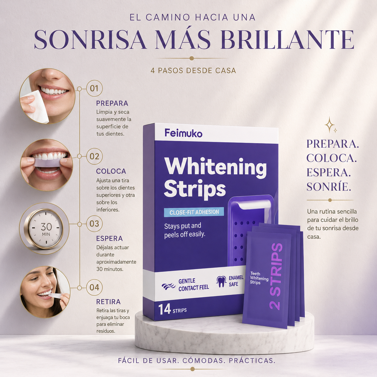 Tiras Blanqueadoras Dentales | Sonrisa Más Blanca y Brillante