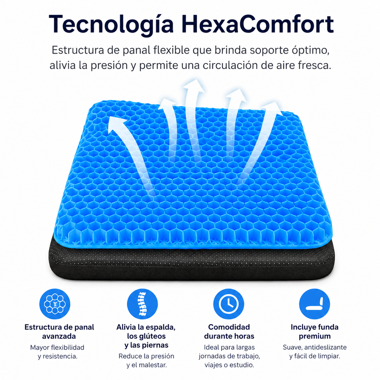 Cojín De Gel Premium Para Oficina, Auto y Hogar