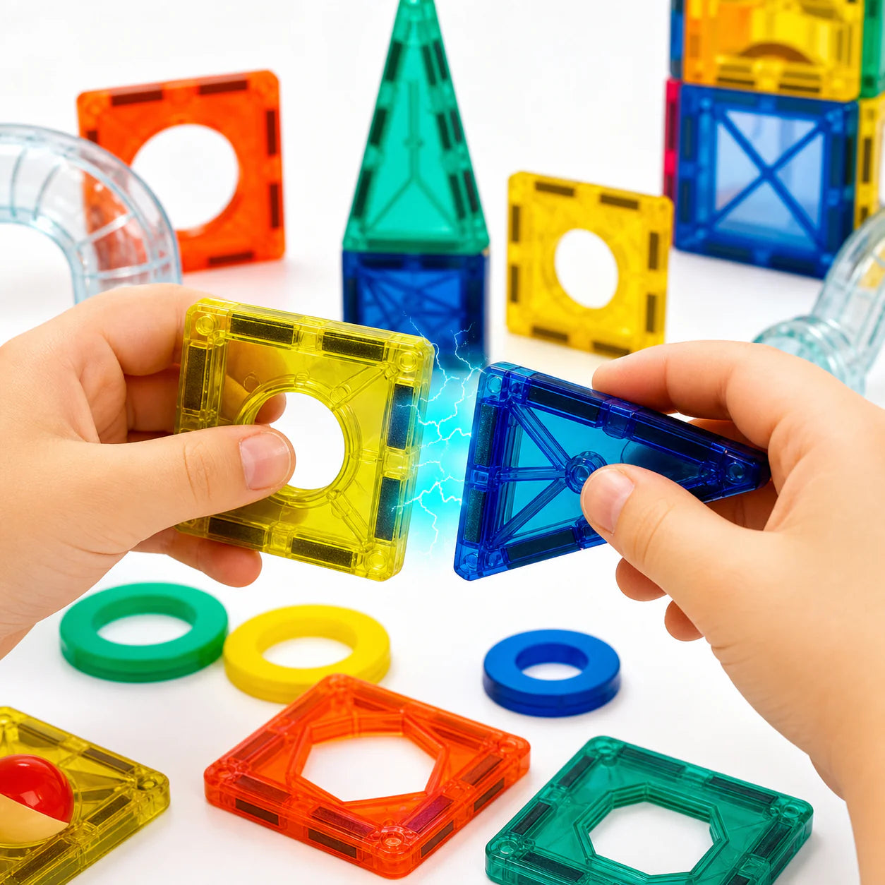 MAGIC BLOCKS® BLOQUES MAGNÉTICOS|Crea, Aprende y Diviértete 97PCS